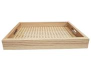 Bandeja Madeira Retangular 30x20x4cm Fundo Treliça