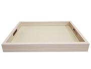 Bandeja Madeira Retangular 40x30x4cm Fundo Trançado em Couro