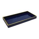 Bandeja Madeira Retangular Azul Filete Dourado Luxo