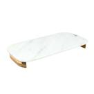 Bandeja Marmore Branco 47cm Pés De Madeira