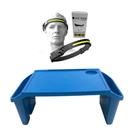 Bandeja Mesa Colo Apoio Comer Refeição Cama Suporte Notebook + Luminária Led Azul