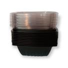 Bandeja Multiuso Preta com Tampa Transparente 1300ml Galvanotek G337 com 10 unidades