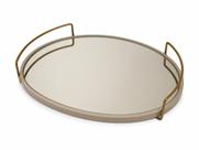 Bandeja organica acqua espelhado 44x33x8 dourada /off white
