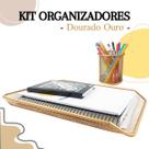 Bandeja Organizadora Papel A4 Documentos e Porta Caneta Lápis Escritório Dourado Ouro Bandeja Organizadora Papel A4 Documentos e Porta Caneta Lápis Escritório Dourado Ouro