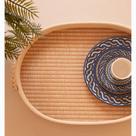 Bandeja Oval Fundo de Madeira 40,5 x 30 x 4,5cm Marrom MDF