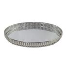 Bandeja Oval Rafi Em Ferro Com Espelho Cor Prata - 28542 - L'Hermitage