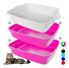 Bandeja Para Areia De Gato Higiênica Com Peneira 2 Bandejas Cor Rosa Bandeja Para Areia De Gato Higiênica Com Peneira 2 Bandejas Cor Rosa