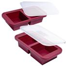 Bandeja para freezer Souper Cubes de 500 ml de silicone com tampa, pacote com 2 unidades de cranberry