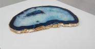 Bandeja Platter Ágata Azul E Dourado 25 X 17 Cm