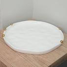 Bandeja porcelana branco dourado 4x34x33cm Bandeja porcelana branco dourado 4x34x33cm