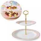 Bandeja porcelana para doces e petiscos suporte 2 andares