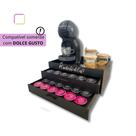 Bandeja Porta Cápsulas Espelhada Dolce Gusto Preta Cantinho Café Organizador Mdf