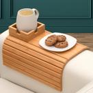 Bandeja porta-copos de sofá de bambu para bebidas e lanches