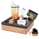 Bandeja porta-copos de sofá ducafaery Silicone Acacia Wood