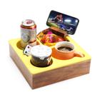 Bandeja porta-copos de sofá Hitseon Silicone Wooden 25x25x8 cm