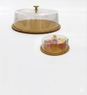 Bandeja Redonda de Bambu com Tampa Acrílica 28cm Porta Frios, Pães e Bolos Design Elegante para Mesa Posta Bandeja Redonda de Bambu com Tampa Acrílica 28cm Porta Frios, Pães e Bolos Design Elegante para Mesa Posta