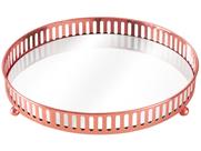 Bandeja Redonda de Metal Rose Gold com Espelho