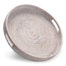 Bandeja redonda de vime YANGQIHOME Mesa de café decorativa 35cm