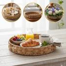 Bandeja Redonda Decorativa 35cm Plástico Estilo Palha com Detalhes em Metal Cesto Multiuso para Servir Café, Petiscos, Frutas e Organizar Ambientes