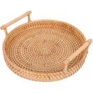 Bandeja Redonda Tejida de Rattan Kichvoe para Almacenamiento y Decoración