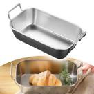 Bandeja Retangular Aço Inox com Alça Mini Petisqueira