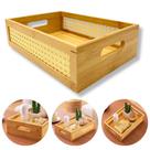 Bandeja Retangular Bambu Palha Rattan Artesanal Com Alças Servir Decorar Mesa Posta - Y888