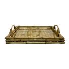 Bandeja Retangular Com Vidro Bambu 44x34x5cm Bandeja Retangular Com Vidro Bambu 44x34x5cm
