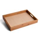 Bandeja retangular de bambu 39cm com alça palha xadrez multiuso - Oikos