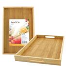 Bandeja Retangular De Bambu Mdf 33x22cm Decoração Casita