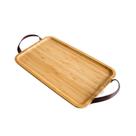 Bandeja Retangular Em Bambu Com Alça Em Couro Ecokitchen 35x20,5cm Mimo Style