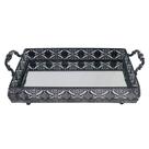 Bandeja retangular em ferro com espelho e alça L'Hermitage Bakir 29x15x10cm cor preta