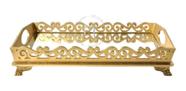 Bandeja Retangular - Fundo Espelhado Dourado - Decoração com Alça de Mesa