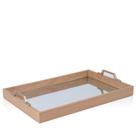 Bandeja Retangular Madeira Alça Metal 45 cm
