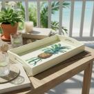 Bandeja Retangular Madeira Vintage Abacaxi Decor Mesa 43cm