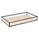 Bandeja retangular metal preto c palha base lyor