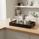 Bandeja Retangular Preta Moderna Textura Natural Decor 36cm