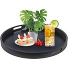 Bandeja SINBDLAI Bandeja de servir redonda de madeira preta de 51 cm