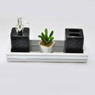 Bandeja -SLIM CLÁSSICA- Espelhada Lavabo Banheiro pés silicone Madeira cor BRANCA - 12x32x4