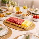 Bandeja Tábua 28cm Docinhos Frios Madeira Pinus Natural Festa Buffet Decoração Aniversário Elegante