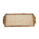 Bandeja Tigrada De Bambu E Palha Dourada E Vidro 40x17cm Bandeja Tigrada De Bambu E Palha Dourada E Vidro 40x17cm