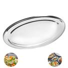 Bandeja Travessa Oval Rasa Inox Filé Parmegiana Peixe 39cm