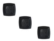 Bandeja Travessa Prato quadrado antiderrapante plástico preto - Kit com 3 unidades