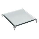 Bandeja Vidro Bisotado Espelhado Pés Lavabo Sala Mesa 20x20