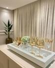 Bandeja Vidro Branco 50x30 P/ Decorar Sala, Taças Bar Inova Decor