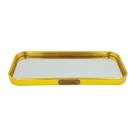 Bandeja Vidro espelho borda metal dourado retangular