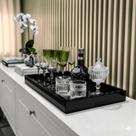Bandeja Vidro Preto Decoração Luxo Sala Cozinha Decoração 50x30