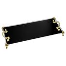 Bandeja Vidro Preto Mesa Sala Cozinha Lavabo 25x10 + Alça Pé