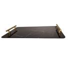 Bandeja vitra marmorizada preto/ gold mai home