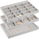 Bandejas Apilables para Organizador de Joyas ProCase Juego de 3 Gris 35x24cm