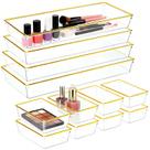 Bandejas organizadoras para gavetas HOME BREEZE, 12 unidades, transparentes com borda dourada Bandejas organizadoras para gavetas HOME BREEZE, 12 unidades, transparentes com borda dourada